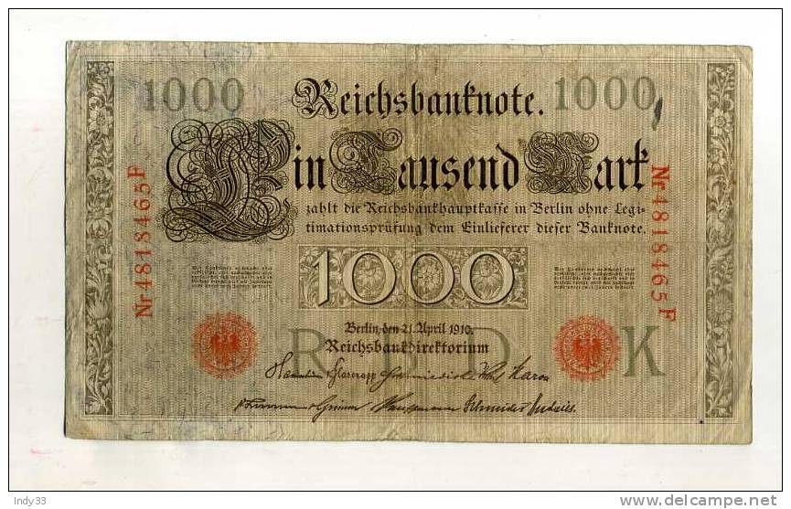 - ALLEMAGNE . 1000 M. 1910  . - 1.000 Mark