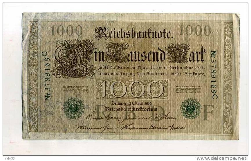 - ALLEMAGNE . 1000 M. 1910  . - 1000 Mark