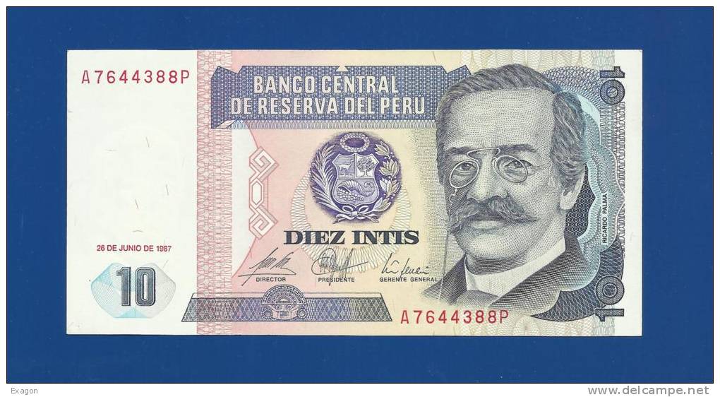 N 1 BANCONOTA  Da  10  Intis   -  PERU'  -  Anno1987. - Perú