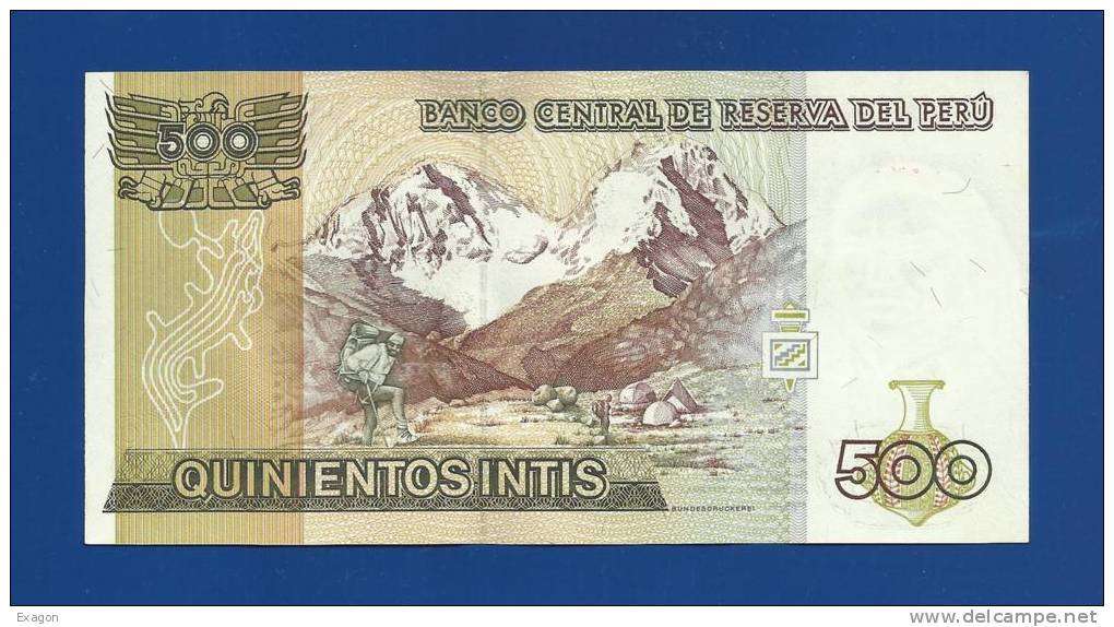 N 1 BANCONOTA  Da  500  Intis   -  PERU'  -  Anno1987. - Peru