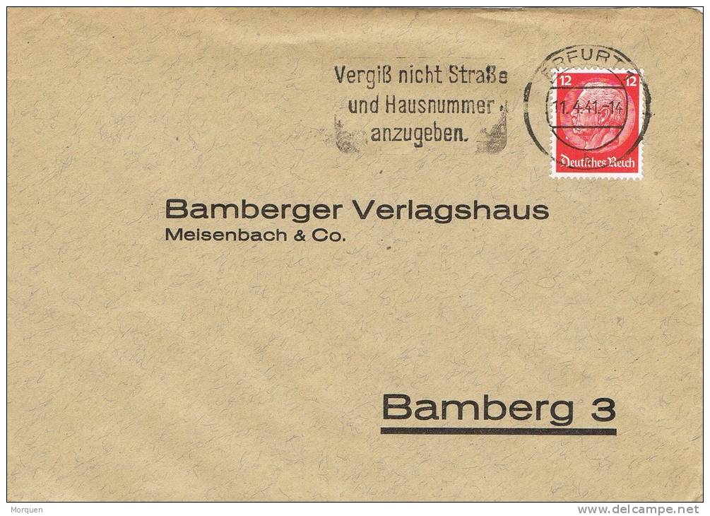 4534. Carta ERFURT (Alemania Reich) 1941. Publicidad Reparto Correo - Cartas & Documentos