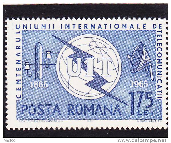 CENTENARY TELECOMMUNICATION,1965,Yv .#  2125,MNH,MINT ROMANIA. - Unused Stamps