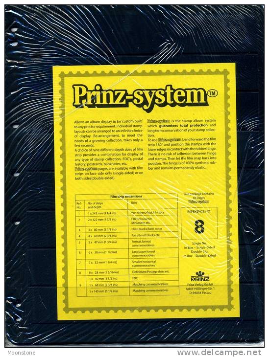 Prinz Single Side Stocksheets, 8 Strips Per Page, Pack Of 10 - Einsteckkarten