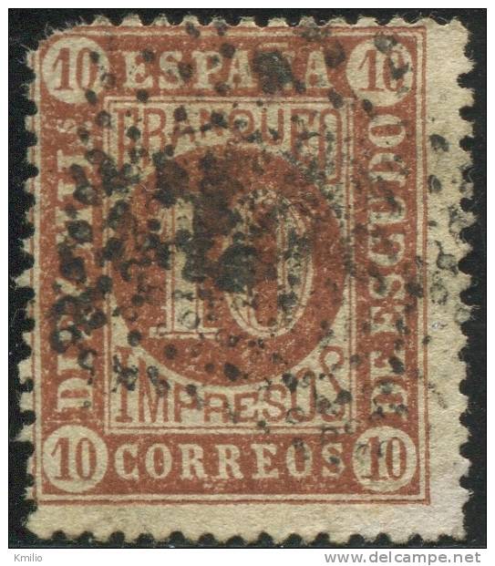 Edifil 94 Usado 1867 10 Milesimas Castaño - Used Stamps