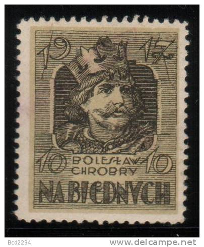 POLAND 1919 POOR RELIEF REVENUE 10M NG BF#02 KING BOLESLAUS I - Revenue Stamps