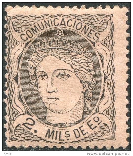 Edifil 103* 2 Milésimas Negro Sobre Salmón En Nuevo - Unused Stamps