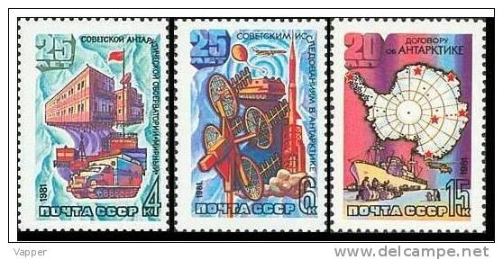 Polar Philately Space 1981 USSR MNH 3 Stamps Mi 5028-30  Soviet Antarktic Researches. - Forschungsprogramme