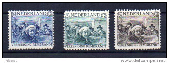 Pays-Bas 1930,  Société Rembrandt, 227 / 229*, Cote 28 €, - Rembrandt