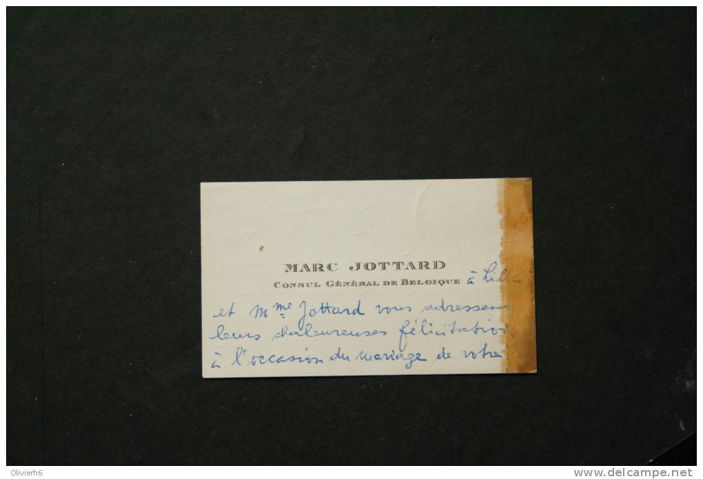 CARTE DE VISITE (M30) MARC JOTTARD 1953 Consul Général De Belgique (à Lille) - Visitekaartjes