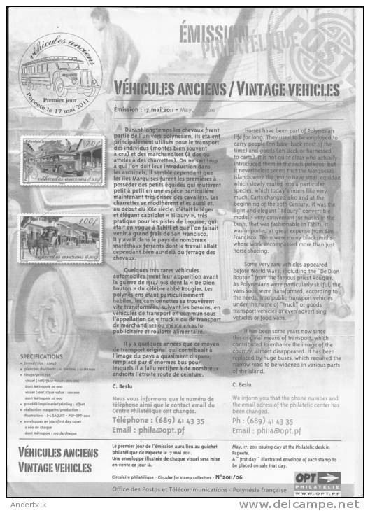 Polinesia Francesa, Info Filatélica Vehicles Anciens - Otros & Sin Clasificación