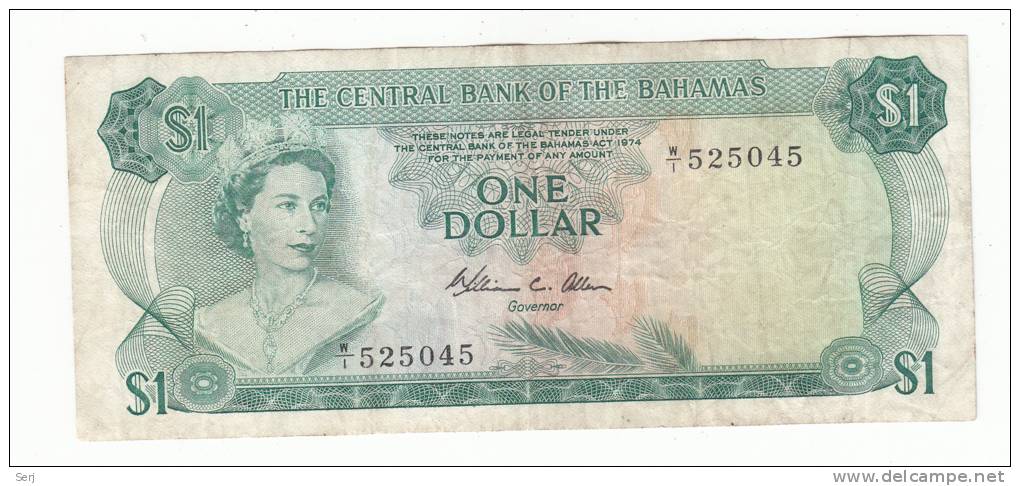 Bahamas 1 Dollar 1974 VF Crisp Banknote P 35b 35 B - Bahamas