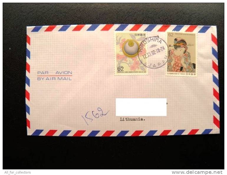 Cover Sent From Japan To Lithuania On 1992, Par Avion, Hiroshima, World Stamp Exhibition Nippon '91 - Storia Postale