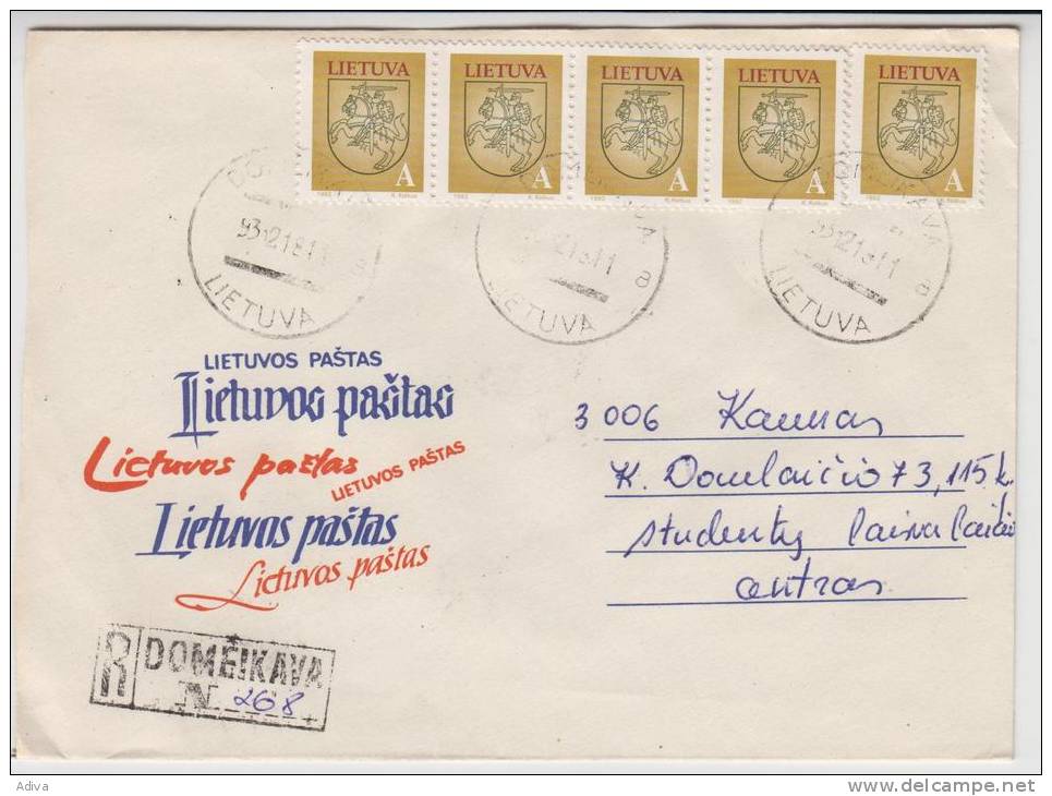 Lithuania Local Register Cover Sent From Domeikava 1993 - Litauen