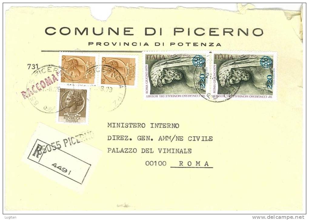 PICERNO 85055  PROV. POTENZA  - ANNO 1979 -  R  -  TEMA TOPIC COMUNI D'ITALIA - STORIA POSTALE - Macchine Per Obliterare (EMA)