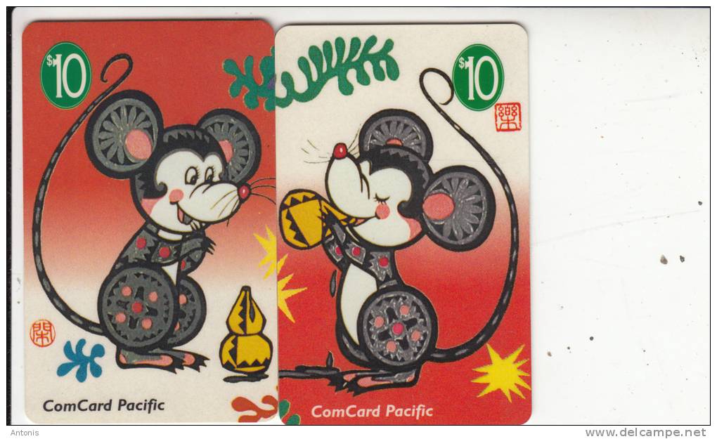 NAURU - Puzzle Of 2 Cards, Year Of The Rat, Used - Nauru