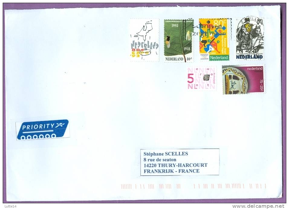 PAYS-BAS - Timbres Sur Lettre - 80C EXPO 92 / Papillon / Assiette / Cheval / Sport Oplympique - Oblitération 2012 - Altri & Non Classificati