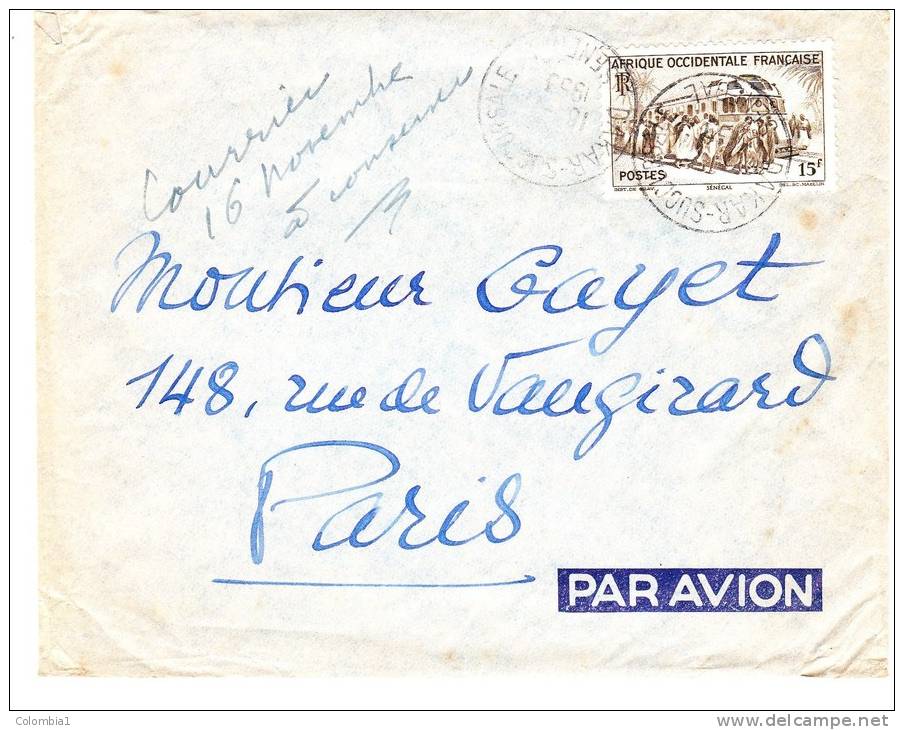 AOF Lettre De DAKAR 1963 Via Paris - Covers & Documents