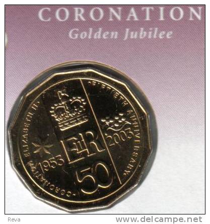 AUSTRALIA 50 CENTS 50 YEARS CORONATION QEII HEAD 1 YEAR PNC 2003 UNC NOT RELEASED STAMPS READ DESCRIPTION CAREFULLY!! - Otros & Sin Clasificación