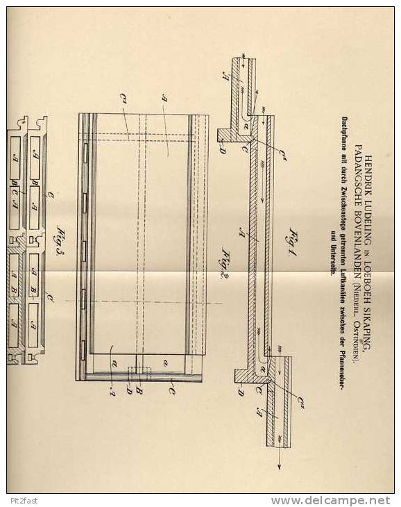 Original Patentschrift - H. Ludeling In Loeboeh Sikaping , Padangsche Bovenlanden , Niederl. Indien , 1898 , Dachpfanne - Architektur