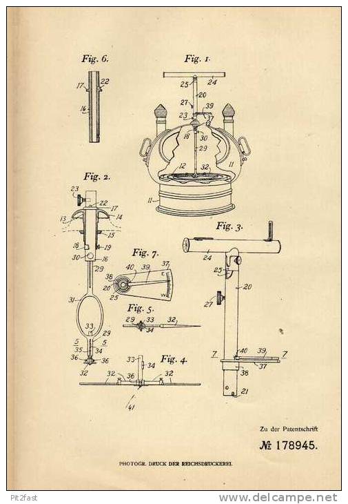 Original Patentschrift - H. Arbecam In Boston , 1905 , Richtungsanzeiger Für Kompass , Compass !!! - Tecnica & Strumenti Nautici