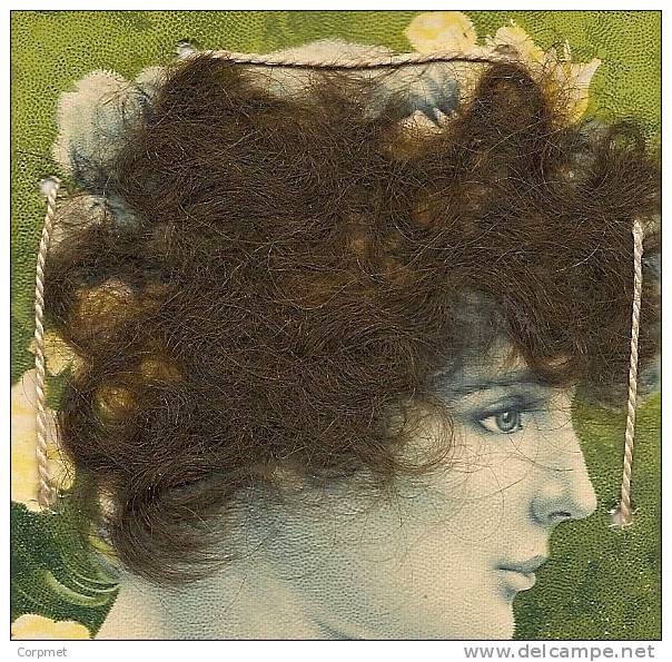 Portrait Of Young Woman Painted With NATURAL HAIR  - 1904 Postcard CIRCULATED In URUGUAY - Autres & Non Classés