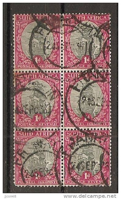 South Africa 1933-49  1d  (o) Block Of 6 - Used Stamps