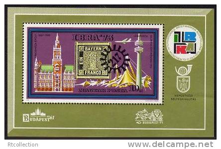 Magyar Posta Hungary 1973 IBRA '73 Budapest Munich City Hall TV Tower Olympic Tent Michel 2873 Bl.97 Sc C345 - Unused Stamps