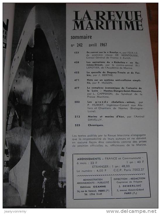 La Revue Maritime - N° 242 - Avril 1967. - Barche