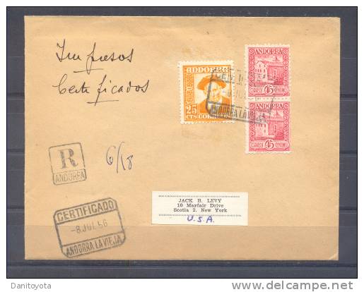 1956.- ANDORRA LA VIEJA A N.YORK (USA) - Lettres & Documents