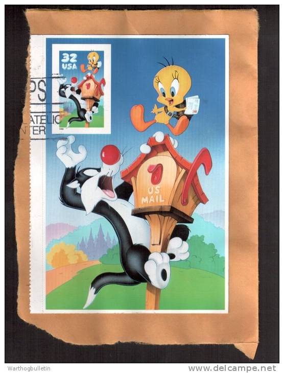 1998 Sylvester & Tweety Postally Used On Paper Scott#3205c IMPERF - Oblitérés