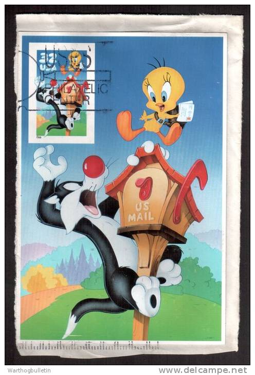 1998 Sylvester & Tweety Postally Used On Paper Scott#3205c IMPERF - Oblitérés