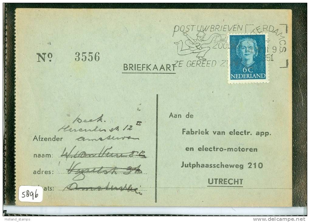 BRIEFKAART Uit 1951 Van AMSTERDAM Naar UTRECHT (5896) - Storia Postale