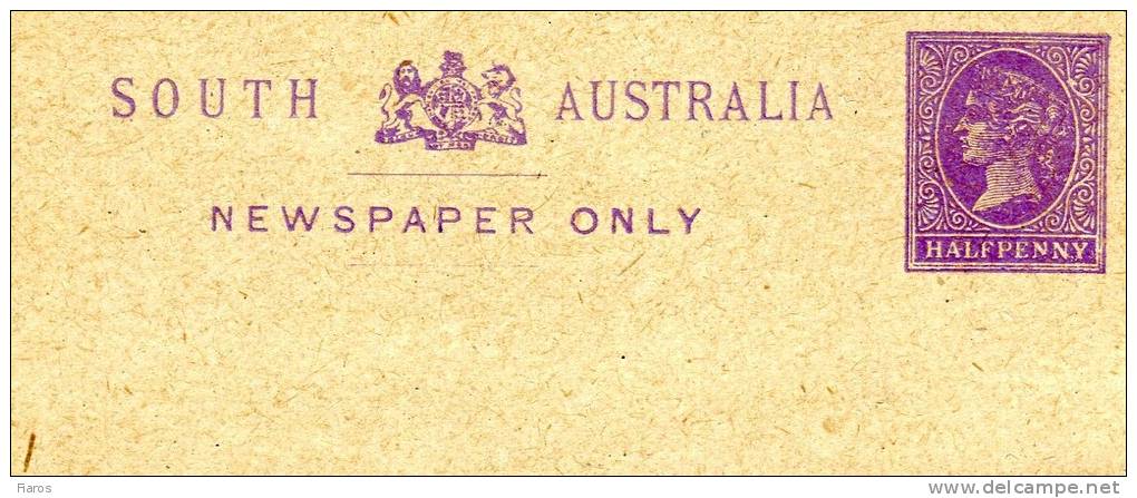 Australia (South) -large Wrapper With Imprinted Queen Victoria Halfpenny Stamp (unused) - Brieven En Documenten