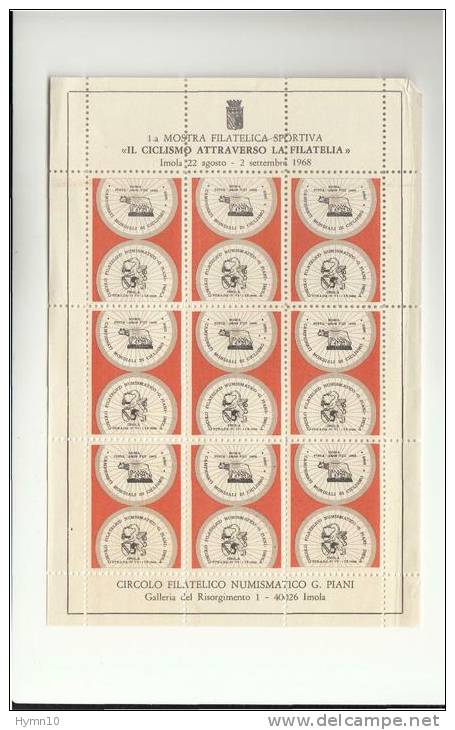 DA892: 1968 IMOLA Campionato MONDIALE CICLISMO ERINNOFILO-BLOCCO Di 9+MARGINE - Errors And Curiosities
