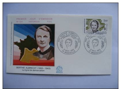 FDC  PREMIER JOUR  BERTHIE ALBRECHT  1983 MARSEILLE - 1980-1989