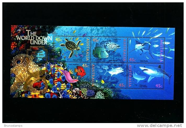 AUSTRALIA - 1995 THE WORLD DOWN UNDER MS OVERPRINTED ADELAIDE STAMP SHOW MINT NH - Blocs - Feuillets