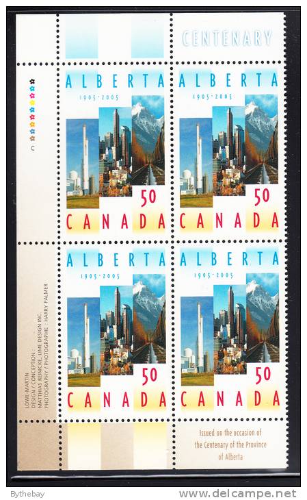 Canada MNH Scott #2116 Left Plate Block 50c Alberta Centennial - Num. Planches & Inscriptions Marge