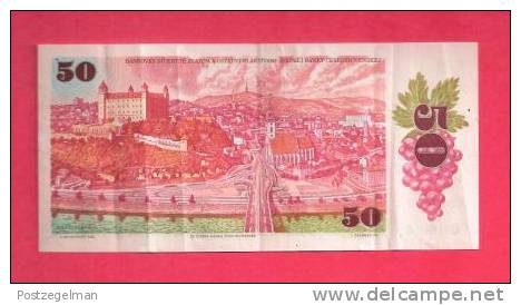 CZECHOSLOVAKIA 1987 Banknote Used VF 50 Korun  (folded) - Tsjechië