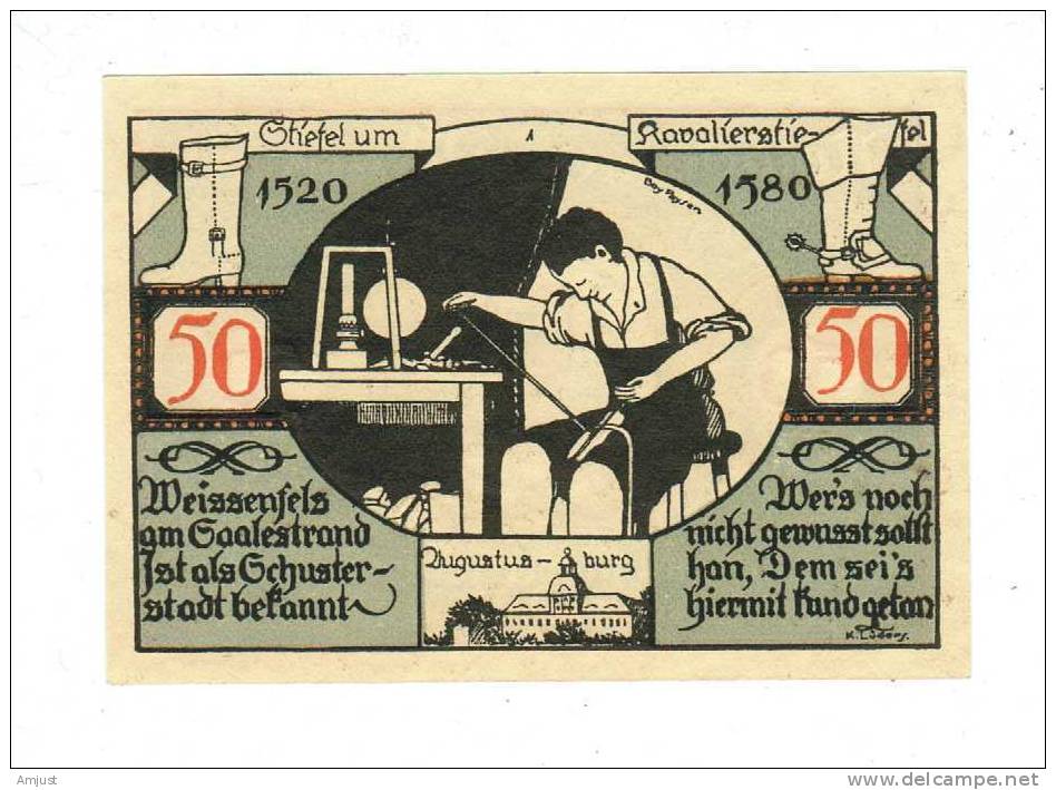 Moyen D´urgence,Weissenfelz 50 Pfenning,1921 - [11] Local Banknote Issues