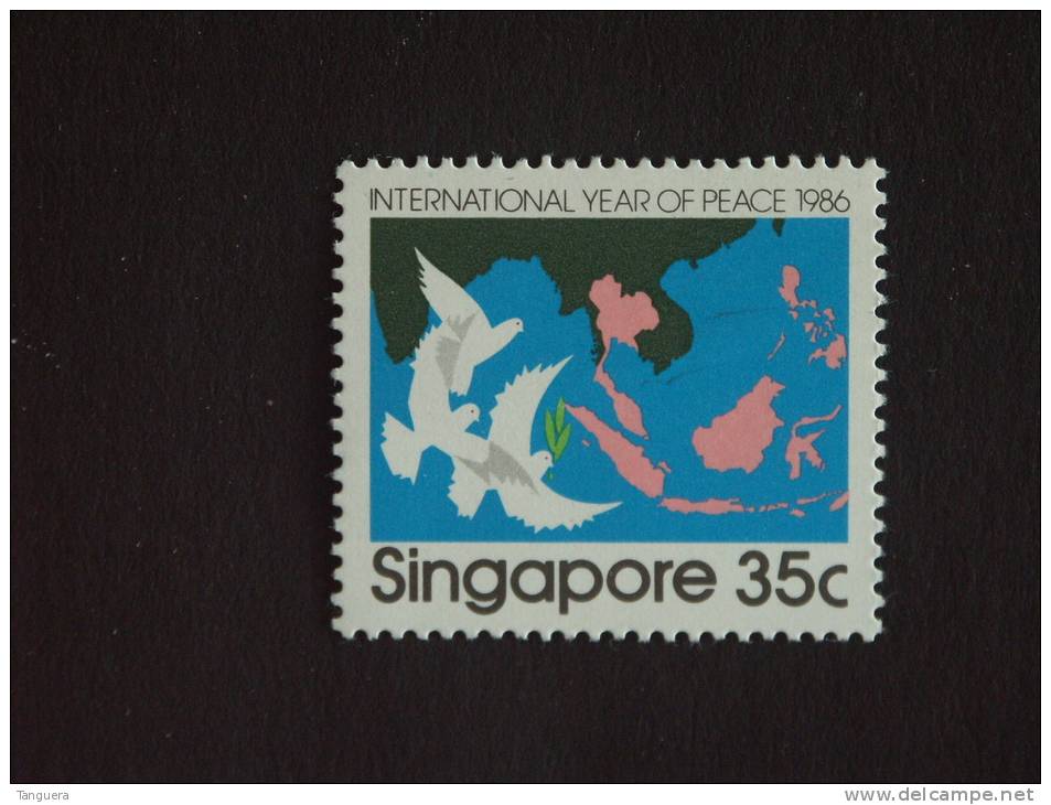 Singapore Singapour 1986 Année De La Paix Colombes Yv 506 MH * Crayon Sur Dos - Singapur (1959-...)