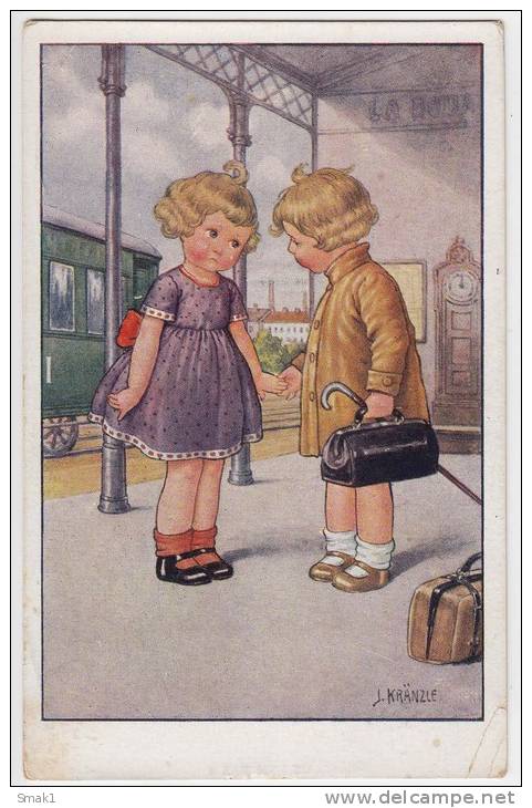 P CHILDREN ON A RAILSTATION UKV  Nr. 26311 OLD POSTCARD - Kraenzle