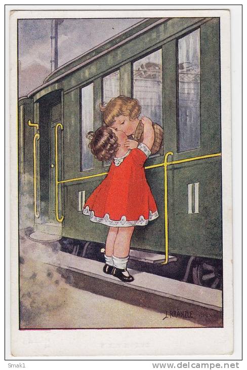 P CHILDREN ARE SAYING GOODBYE AT THE TRAIN  STATION UKV  Nr. 26312 OLD POSTCARD - Kränzle