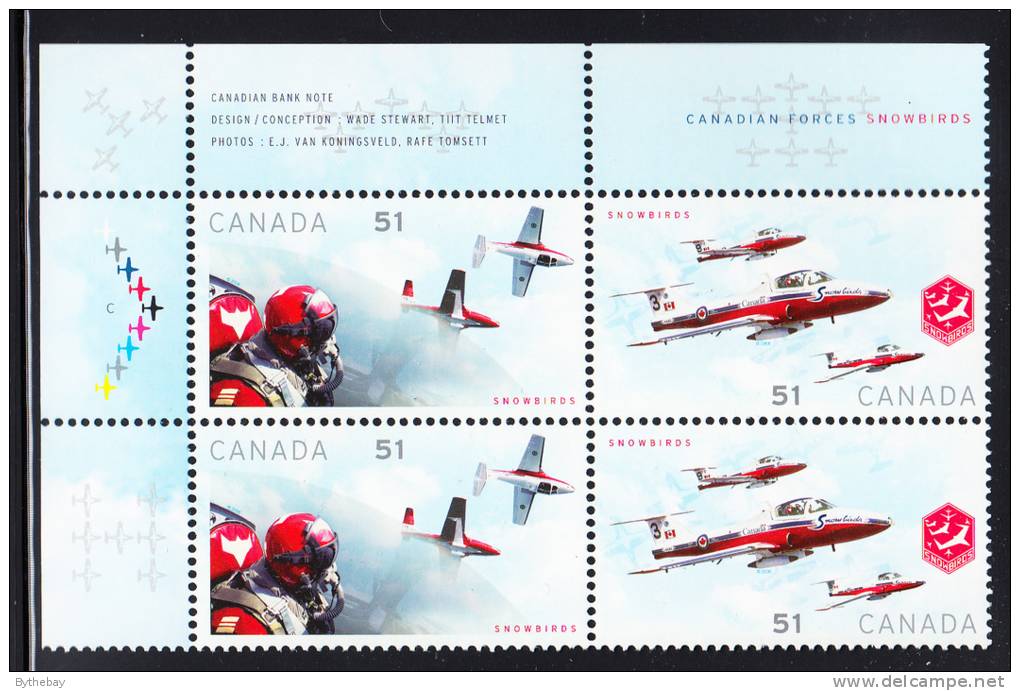 Canada MNH Scott #2159a Upper Left Plate Block 51c Canadian Forces Snowbirds 25th Anniversary - Num. Planches & Inscriptions Marge