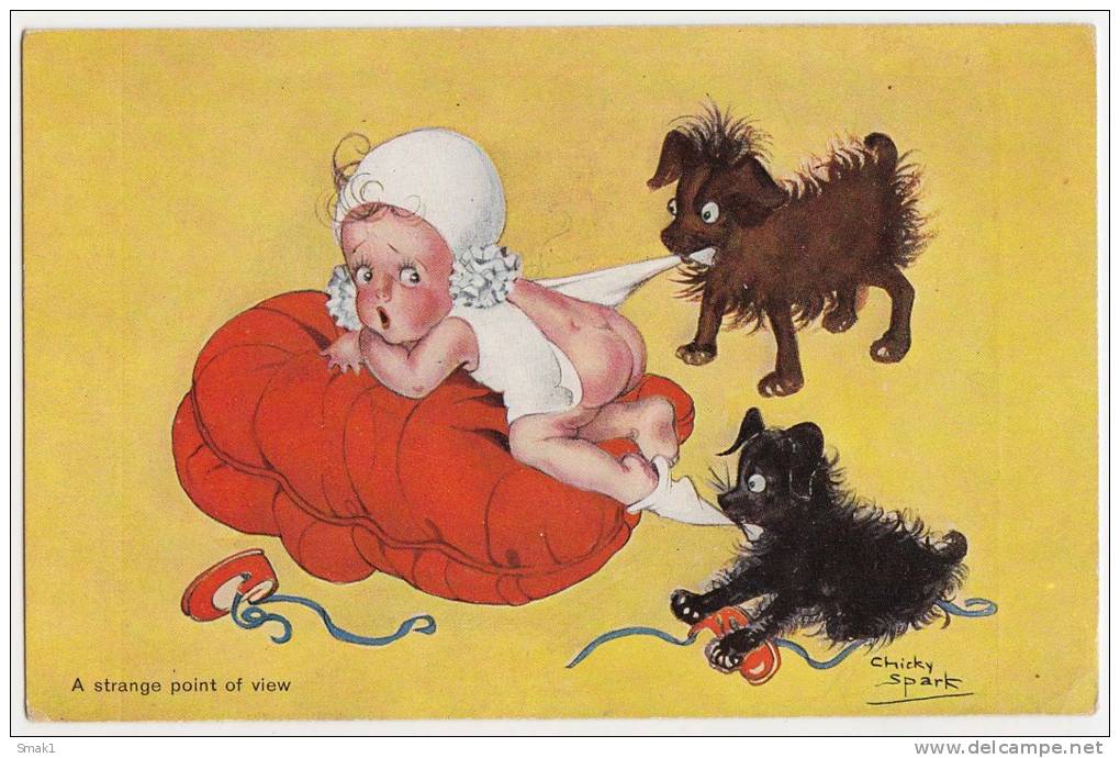 P CHIKY SPARK CHILDREN BABY PLAYING WIHT DOGS AMV  Nr. 974 OLD POSTCARD - Spark, Chicky