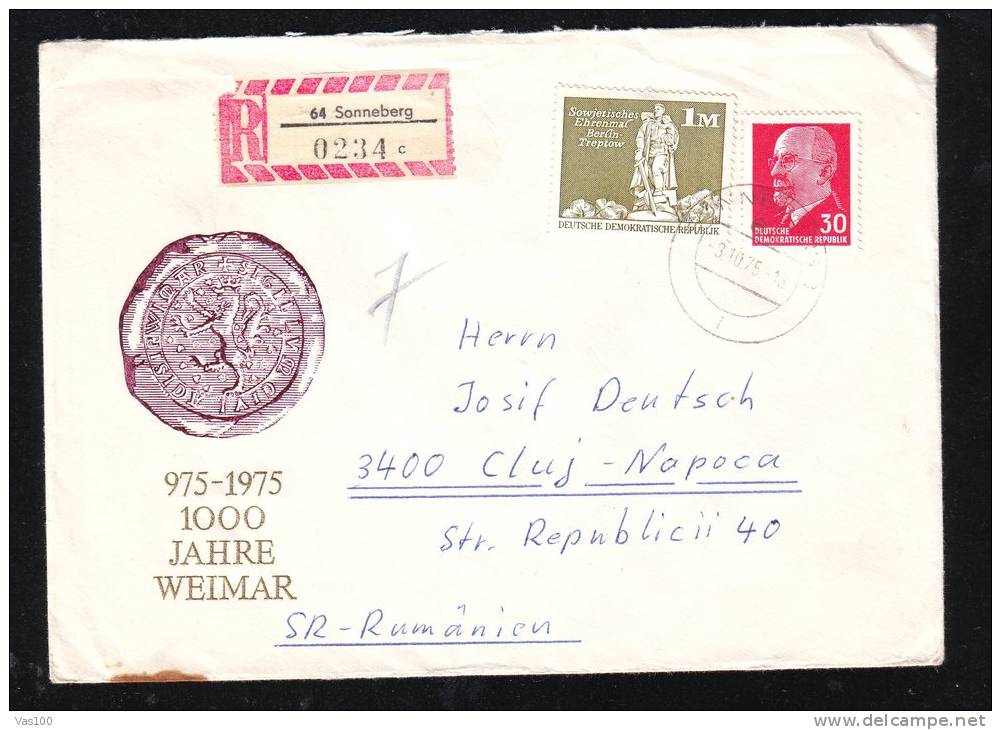 REGISTRED  COVER 1975 NICE FRANKING FROM GERMANY SEND TO ROMANIA. - Lettres & Documents