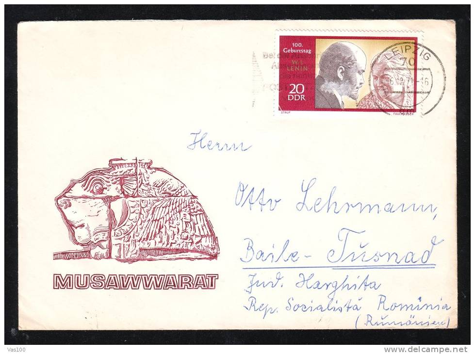 LENIN STAMPS ON  COVER 1975 NICE FRANKING FROM GERMANY SEND TO ROMANIA. - Lettres & Documents
