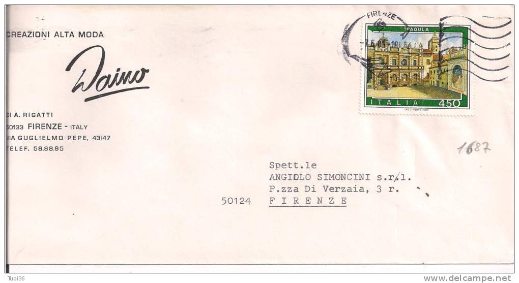 STORIA POSTALE - TURISTICA  PADULA ,LIRE 450 ,S 1687, ISOLATO IN TARIFFA SU  LETTERA VIAGGIATA  1984 - Other & Unclassified