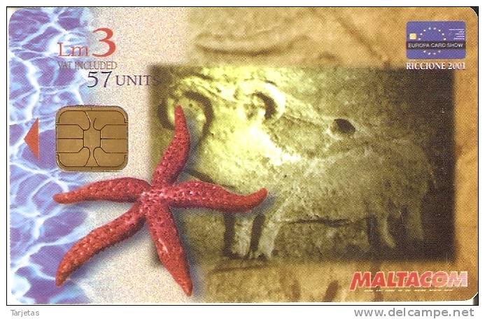 Nº210  TARJETA DE MALTA  DE RICCIONE 2001 ESTRELLA DE MAR - Malte