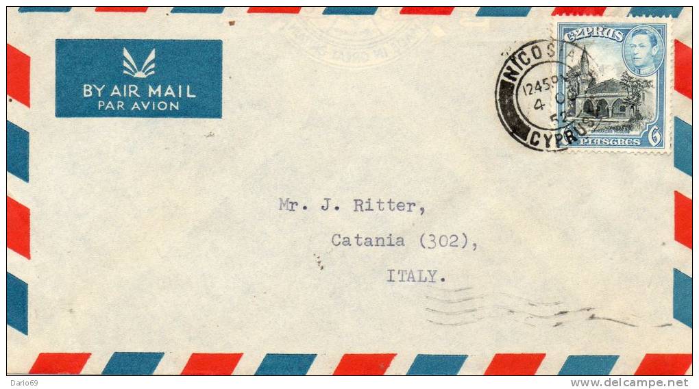 1952 LETTERA PAR AVION  NICOSIA - Storia Postale