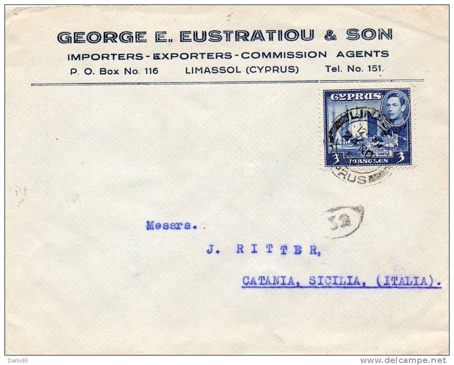 1950  LETTERA PAR AVION LIMASSOL - Lettres & Documents